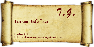 Terem Géza névjegykártya